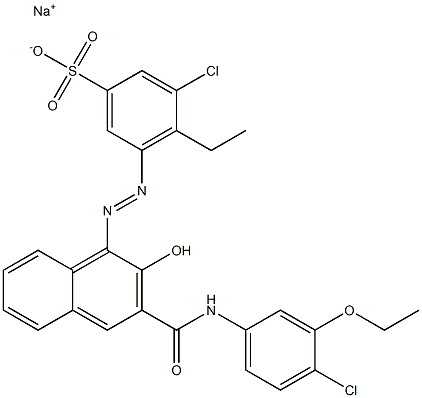 3-Chloro-4-ethyl-5-[[3-[[(4-chloro-3-ethoxyphenyl)amino]carbonyl]-2-hydroxy-1-naphtyl]azo]benzenesulfonic acid sodium salt Struktur