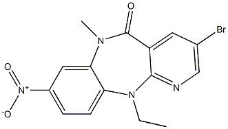 6,11-Dihydro-3-bromo-11-ethyl-6-methyl-8-nitro-5H-pyrido[2,3-b][1,5]benzodiazepin-5-one Struktur