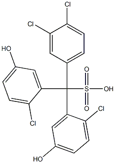 (3,4-Dichlorophenyl)bis(2-chloro-5-hydroxyphenyl)methanesulfonic acid Struktur