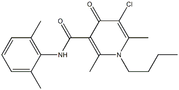 1-Butyl-1,4-dihydro-2,6-dimethyl-5-chloro-N-(2,6-dimethylphenyl)-4-oxopyridine-3-carboxamide Struktur