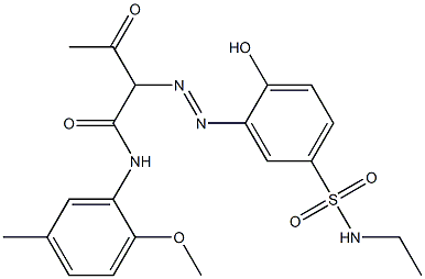 2-[5-(Ethylsulfamoyl)-2-hydroxyphenylazo]-3-oxo-N-(2-methoxy-5-methylphenyl)butanamide Struktur