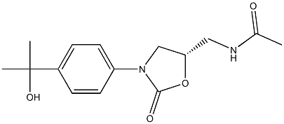 (5S)-5-Acetylaminomethyl-3-[4-(1-hydroxy-1-methylethyl)phenyl]oxazolidin-2-one Struktur