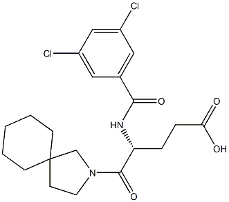 (R)-4-(3,5-Dichlorobenzoylamino)-5-oxo-5-(2-azaspiro[4.5]decan-2-yl)valeric acid Struktur