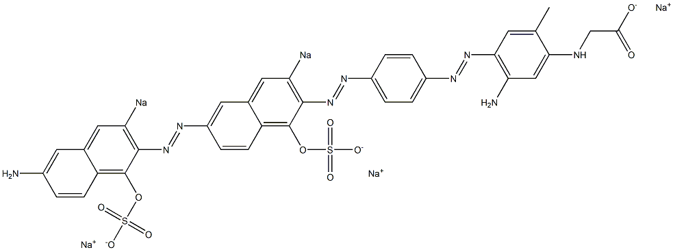 N-[5-Amino-4-[[4-[[6-[(6-amino-1-hydroxy-3-sodiosulfo-2-naphthalenyl)azo]-1-hydroxy-3-sodiosulfo-2-naphthalenyl]azo]phenyl]azo]-2-methylphenyl]glycine sodium salt Struktur