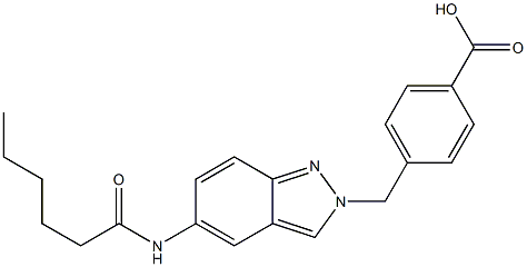 4-(5-Hexanoylamino-2H-indazol-2-ylmethyl)benzoic acid Struktur