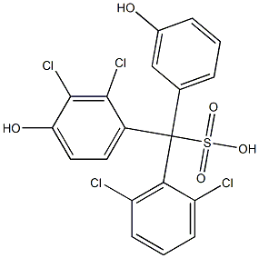 (2,6-Dichlorophenyl)(2,3-dichloro-4-hydroxyphenyl)(3-hydroxyphenyl)methanesulfonic acid Struktur