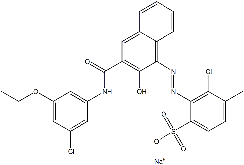 3-Chloro-4-methyl-2-[[3-[[(3-chloro-5-ethoxyphenyl)amino]carbonyl]-2-hydroxy-1-naphtyl]azo]benzenesulfonic acid sodium salt Struktur