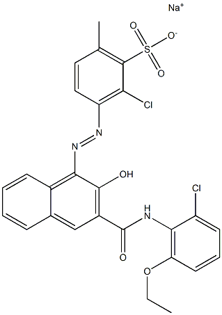 2-Chloro-6-methyl-3-[[3-[[(2-chloro-6-ethoxyphenyl)amino]carbonyl]-2-hydroxy-1-naphtyl]azo]benzenesulfonic acid sodium salt Struktur