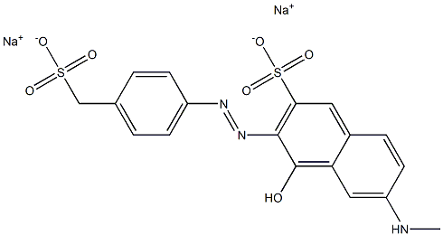 6-(Methylamino)-4-hydroxy-3-[[4-(sulfomethyl)phenyl]azo]-2-naphthalenesulfonic acid disodium salt Struktur