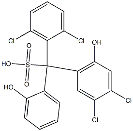 (2,6-Dichlorophenyl)(3,4-dichloro-6-hydroxyphenyl)(2-hydroxyphenyl)methanesulfonic acid Struktur