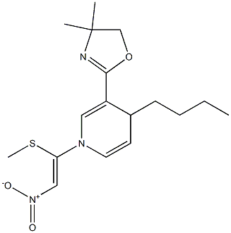 1-(1-Methylthio-2-nitroethenyl)-3-(4,4-dimethyl-2-oxazolin-2-yl)-4-butyl-1,4-dihydropyridine Struktur