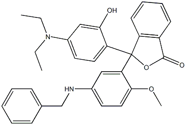 3-[5-(Benzylamino)-2-methoxyphenyl]-3-[4-(diethylamino)-2-hydroxyphenyl]phthalide Struktur