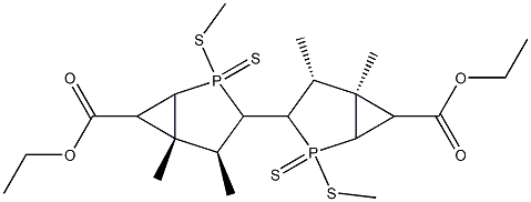 (4S,4'R,5R,5'S)-4,4',5,5'-Tetramethyl-2,2'-bis(methylthio)-6,6'-bis(ethoxycarbonyl)-3,3'-bi[2-phosphabicyclo[3.1.0]hexane]2,2'-disulfide Struktur