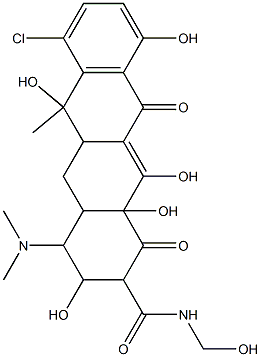 7-Chloro-4-(dimethylamino)-1,2,3,4,4a,5,5a,6,11,12a-decahydro-1,11-dioxo-N-(hydroxymethyl)-6-methyl-3,6,10,12,12a-pentahydroxy-2-naphthacenecarboxamide Struktur