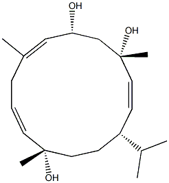 (2S,3E,6E,8R,10S,11E,13S)-2,6,10-Trimethyl-13-(1-methylethyl)-3,6,11-cyclotetradecatriene-2,8,10-triol Struktur