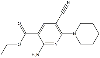 2-Amino-5-cyano-6-piperidinopyridine-3-carboxylic acid ethyl ester Struktur