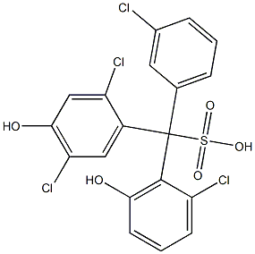 (3-Chlorophenyl)(2-chloro-6-hydroxyphenyl)(2,5-dichloro-4-hydroxyphenyl)methanesulfonic acid Struktur