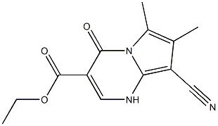 4-Oxo-6-methyl-7-methyl-8-cyano-1,4-dihydropyrrolo[1,2-a]pyrimidine-3-carboxylic acid ethyl ester Struktur