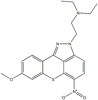 N,N-Diethyl-5-nitro-8-methoxy-2H-[1]benzothiopyrano[4,3,2-cd]indazole-2-ethanamine Struktur