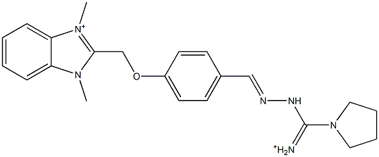 1,3-Dimethyl-2-[4-[2-[iminio(1-pyrrolidinyl)methyl]hydrazonomethyl]phenoxymethyl]1H-benzimidazol-3-ium Struktur