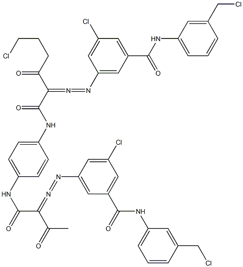 3,3'-[2-(2-Chloroethyl)-1,4-phenylenebis[iminocarbonyl(acetylmethylene)azo]]bis[N-[3-(chloromethyl)phenyl]-5-chlorobenzamide] Struktur