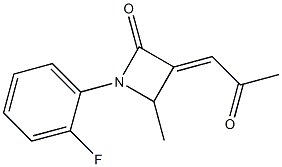 (E)-3-(2-Oxopropylidene)-4-methyl-1-(2-fluorophenyl)azetidin-2-one Struktur