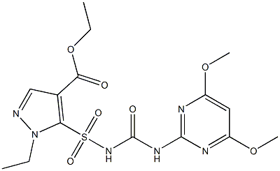 5-(4,6-Dimethoxy-2-pyrimidinylaminocarbonylsulfamoyl)-1-ethyl-1H-pyrazole-4-carboxylic acid ethyl ester Struktur