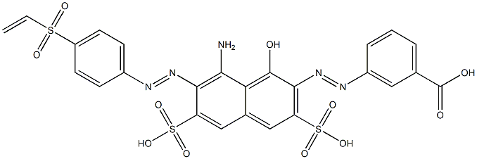 m-[8-Amino-1-hydroxy-7-[p-(vinylsulfonyl)phenylazo]-3,6-disulfo-2-naphtylazo]benzoic acid Struktur