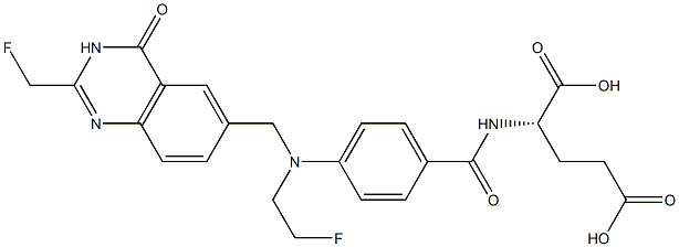 (2S)-2-[4-[N-[(3,4-Dihydro-2-fluoromethyl-4-oxoquinazolin)-6-ylmethyl]-N-(2-fluoroethyl)amino]benzoylamino]glutaric acid Struktur