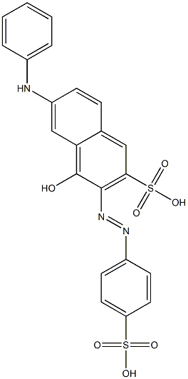 4-Hydroxy-6-phenylamino-3-(4-sulfophenylazo)-2-naphthalenesulfonic acid Struktur