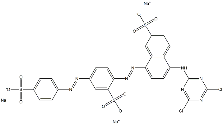 5-(4,6-Dichloro-1,3,5-triazin-2-ylamino)-8-[4-(p-sulfophenylazo)-2-sulfophenylazo]-2-naphthalenesulfonic acid trisodium salt Struktur