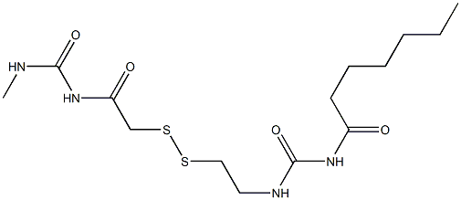 1-Heptanoyl-3-[2-[[(3-methylureido)carbonylmethyl]dithio]ethyl]urea Struktur