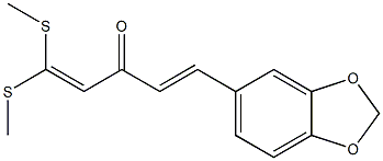 (E)-5-[3,4-Methylenedioxyphenyl]-1,1-bis(methylthio)-1,4-pentadien-3-one Struktur