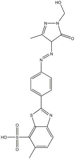 2-[4-[[1-(Hydroxymethyl)-3-methyl-5-oxo-4,5-dihydro-1H-pyrazole-4-yl]azo]phenyl]-6-methyl-7-benzothiazolesulfonic acid Struktur