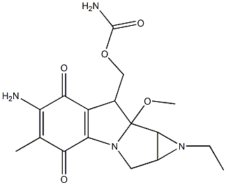 6-Amino-8-[[(aminocarbonyl)oxy]methyl]-1-ethyl-1,1a,2,8,8a,8b-hexahydro-8a-methoxy-5-methylazirino[2',3':3,4]pyrrolo[1,2-a]indole-4,7-dione Struktur