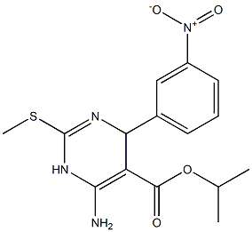 6-Amino-1,4-dihydro-2-methylthio-4-(3-nitrophenyl)pyrimidine-5-carboxylic acid isopropyl ester Struktur