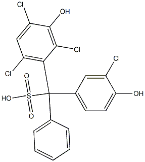 (3-Chloro-4-hydroxyphenyl)(2,4,6-trichloro-3-hydroxyphenyl)phenylmethanesulfonic acid Struktur