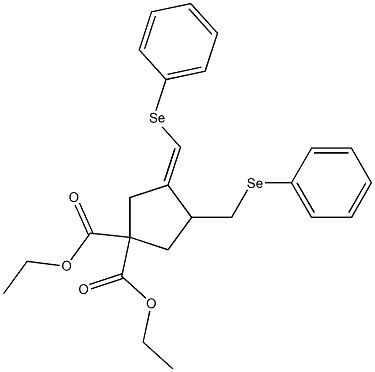 (3E)-3-[(Phenylseleno)methylene]-4-(phenylselenomethyl)cyclopentane-1,1-dicarboxylic acid diethyl ester Struktur