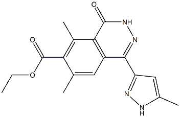 6,8-Dimethyl-4-(5-methyl-1H-pyrazol-3-yl)-1-oxo-1,2-dihydrophthalazine-7-carboxylic acid ethyl ester Struktur