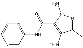 3-Methyl-4-diazonio-5-[[2-pyrazinylamino]carbonyl]-1H-pyrazol-1-ide Struktur