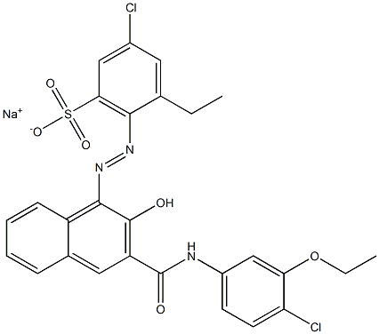 3-Chloro-5-ethyl-6-[[3-[[(4-chloro-3-ethoxyphenyl)amino]carbonyl]-2-hydroxy-1-naphtyl]azo]benzenesulfonic acid sodium salt Struktur