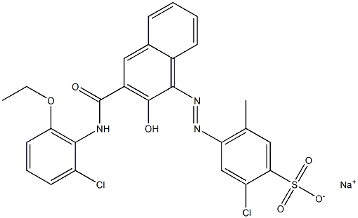 2-Chloro-5-methyl-4-[[3-[[(2-chloro-6-ethoxyphenyl)amino]carbonyl]-2-hydroxy-1-naphtyl]azo]benzenesulfonic acid sodium salt Struktur