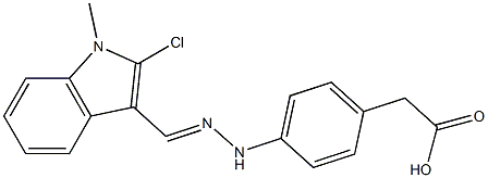 4-[2-[[2-Chloro-1-methyl-1H-indol-3-yl]methylene]hydrazino]benzeneacetic acid Struktur