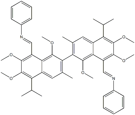 1,1',6,6',7,7'-Hexamethoxy-3,3'-dimethyl-5,5'-diisopropyl-8,8'-bis[(phenylimino)methyl]-2,2'-binaphthalene Struktur