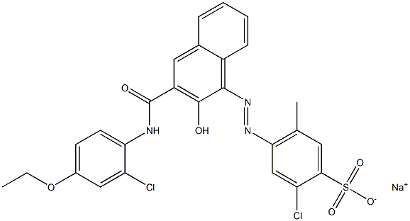 2-Chloro-5-methyl-4-[[3-[[(2-chloro-4-ethoxyphenyl)amino]carbonyl]-2-hydroxy-1-naphtyl]azo]benzenesulfonic acid sodium salt Struktur