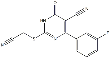 3,4-Dihydro-6-(3-fluorophenyl)-2-[(cyanomethyl)thio]-4-oxopyrimidine-5-carbonitrile Struktur