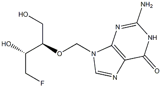 2-Amino-9-[[(1R,2R)-3-fluoro-2-hydroxy-1-(hydroxymethyl)propoxy]methyl]-1,9-dihydro-6H-purin-6-one Struktur