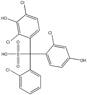 (2-Chlorophenyl)(2-chloro-4-hydroxyphenyl)(2,4-dichloro-3-hydroxyphenyl)methanesulfonic acid Struktur