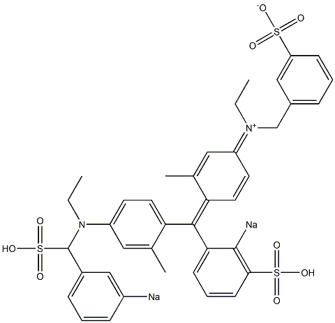 N-Ethyl-N-[4-[[4-[N-ethyl-N-(3-sodiosulfobenzyl)amino]-2-methylphenyl][2-sodiosulfophenyl]methylene]-3-methyl-2,5-cyclohexadien-1-ylidene]-3-sulfonatobenzenemethanaminium Struktur