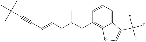 (2E)-6,6,N-Trimethyl-N-(3-trifluoromethyl-1-benzothiophen-7-ylmethyl)-2-hepten-4-yn-1-amine Struktur